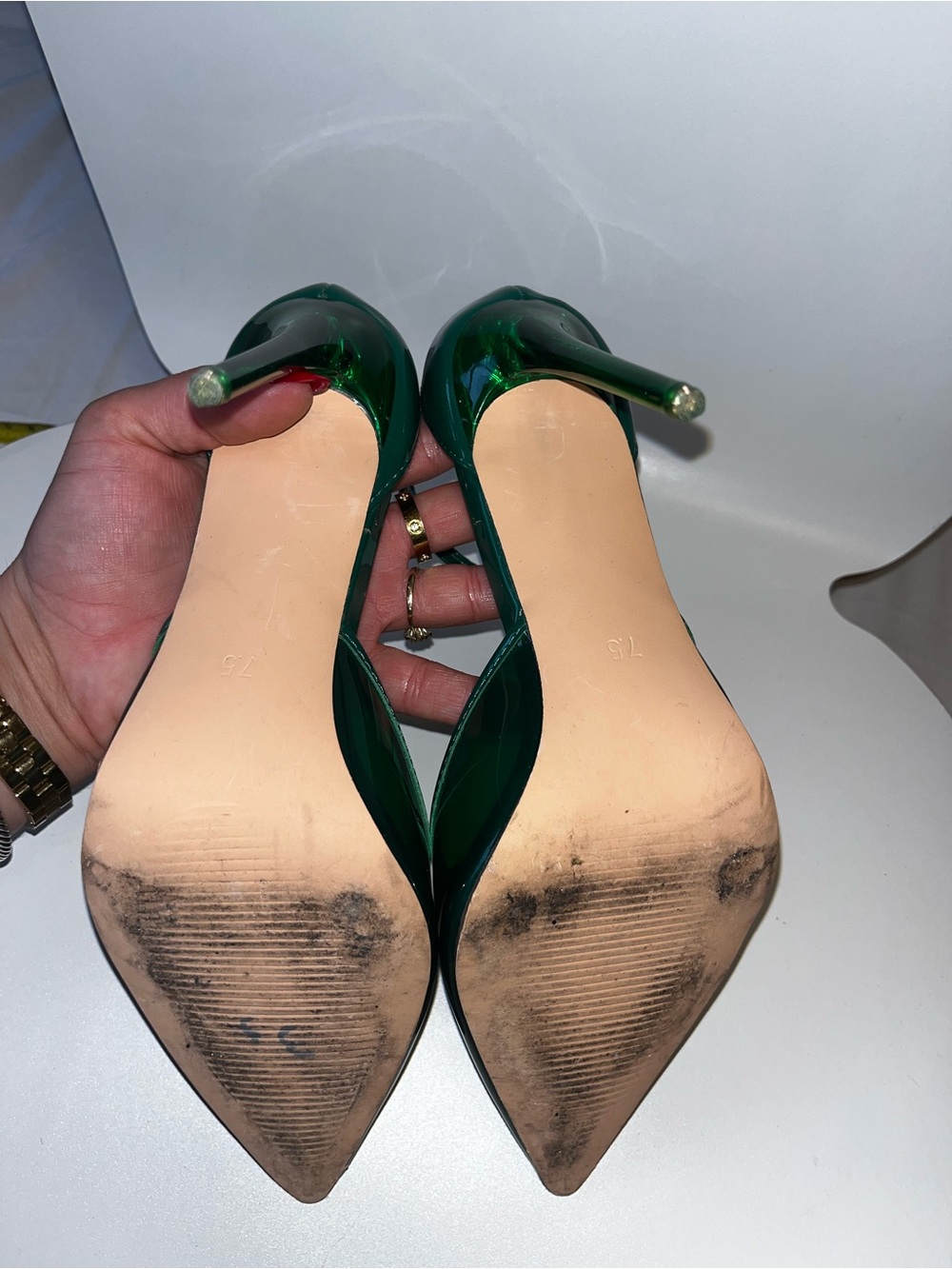 Steve Madden Glossy Emerald Green Patent Ankle-Strap Pumps - Picture 6 of 6